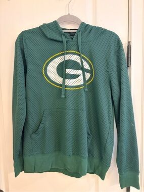 Green Bay Packers NFL Team Apparel Mesh Performance Hoodie Women’s L j148